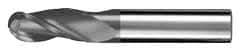 SGS - 27/64" Diam, 1" LOC, 3 Flute Solid Carbide Ball End Mill - AlTiN Finish, Single End, 2-3/4" OAL, 7/16" Shank Diam, Spiral Flute - Makers Industrial Supply