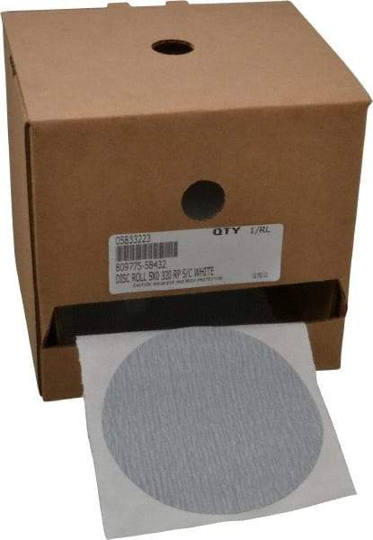 Made in USA - 5" Diam, 320 Grit Silicon Carbide Adhesive PSA Disc - Extra Fine Grade, B Weighted Paper Backing, For Low Speed Dual-Action Sanders, Random Orbital Sanders - Makers Industrial Supply