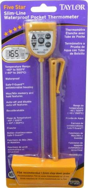 Taylor - -58 to 500°F Pocket Digital Thermometer - LCD Display, 1.5 Volts - Makers Industrial Supply