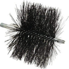 Schaefer Brush - 4-1/2" Brush Length, 6-1/2" Diam, Double Stem, Double Spiral Tube Brush - 7-1/2" Long, Tempered Steel Wire, 1/4" NPT Male Connection - Makers Industrial Supply