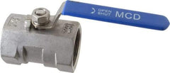 Midwest Control - 1-1/2" Pipe, Standard Port, Stainless Steel Standard Ball Valve - 1 Piece, Inline - One Way Flow, FNPT x FNPT Ends, Lever Handle, 1,000 WOG - Makers Industrial Supply