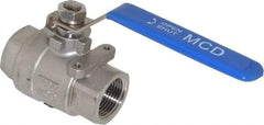 Midwest Control - 1" Pipe, Stainless Steel Standard Ball Valve - 2 Piece, Inline - One Way Flow, FNPT x FNPT Ends, Lever Handle, 1,000 WOG, 150 WSP - Makers Industrial Supply