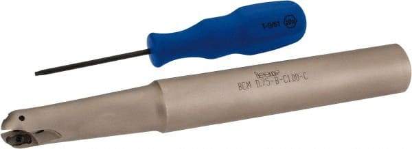 Iscar - 3/4" Cut Diam, 0.61" Max Depth of Cut, 1" Shank Diam, 8" OAL, Indexable Ball Nose End Mill - 3" Head Length, Straight Shank, BCM Toolholder, BCR D.75 Insert - Makers Industrial Supply