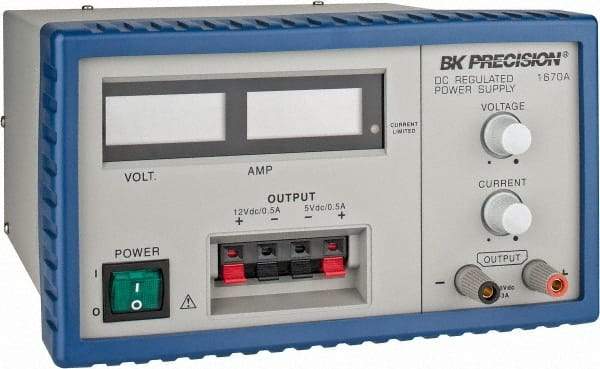 B&K Precision - 165 Watt, 0 to 3 Amp, 0 to 30V, 12V, 5V Output, Power Supply - 3 Outputs, 8-1/2 Inch Wide x 9-1/2 Inch Deep x 4.9 Inch High, 32 to 104°F, 3 Digit, LCD Display - Makers Industrial Supply