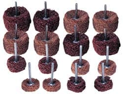 Superior Abrasives - 1 & (2) 1-1/2" Diam Scrubber Buffing Wheel Set - Shank Included - Makers Industrial Supply