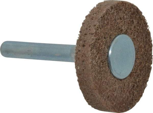 Superior Abrasives - 1-1/2" Diam, 1/4" Face Width, 1/4" Center Hole, Medium Grade, Aluminum Oxide Deburring Wheel - Unitized, Medium Density 6 Grade - Makers Industrial Supply