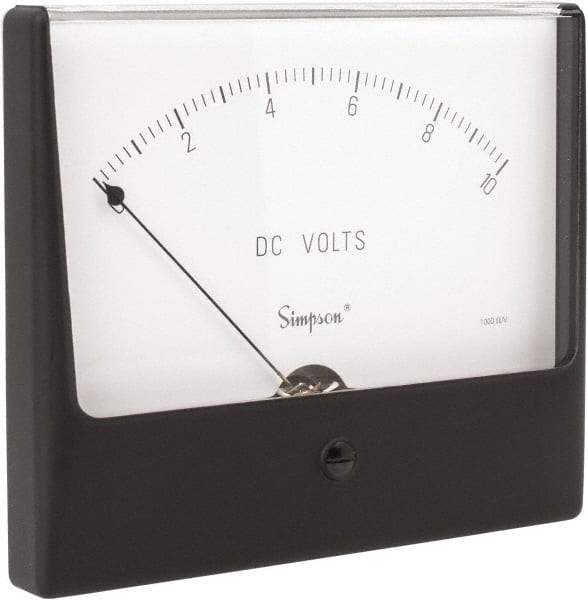 Simpson Electric - Analog, DC Voltmeter, Panel Meter - 60 Hz, 1000 Ohms at 60 Hz, 10 VDC - Makers Industrial Supply