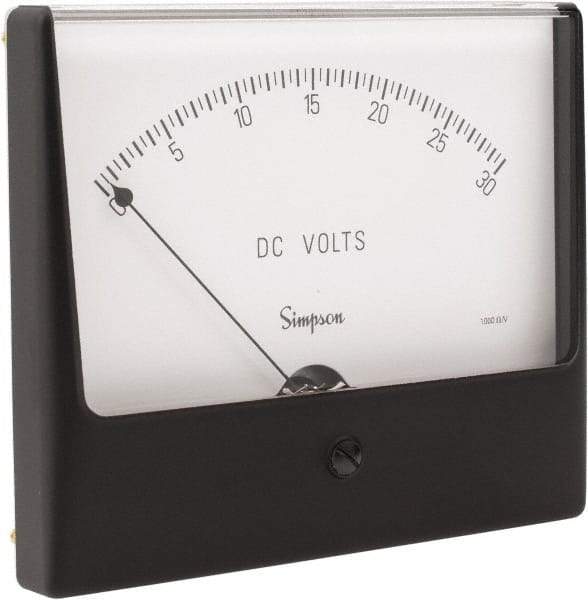 Simpson Electric - Analog, DC Voltmeter, Panel Meter - 60 Hz, 1000 Ohms at 60 Hz, 30 VDC - Makers Industrial Supply