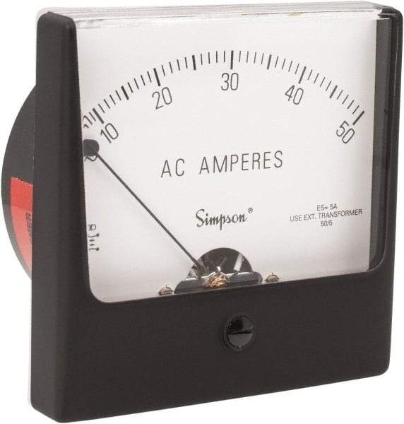 Simpson Electric - Analog, AC Ammeter, Panel Meter - 60 Hz, 0.008 Ohms at 60 Hz - Makers Industrial Supply