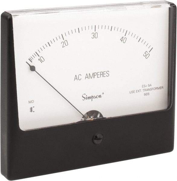 Simpson Electric - Analog, AC Ammeter, Panel Meter - 60 Hz, 0.008 Ohms at 60 Hz - Makers Industrial Supply