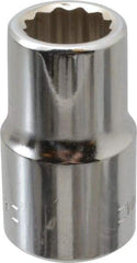 Blackhawk by Proto - 1/2" Drive, Standard Hand Socket - 12 Points, 1-1/2" OAL, Chrome Finish - Makers Industrial Supply