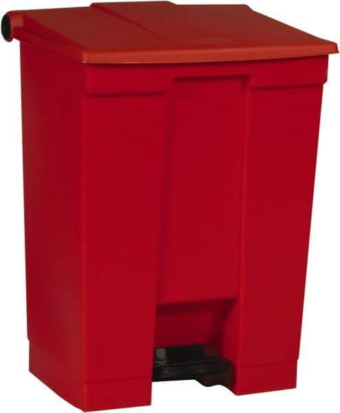 Rubbermaid - 18 Gal Rectangle Unlabeled Trash Can - 26-1/2" High x 19-3/4" Long x 16-1/8" Wide, Red, High-Density Polyethylene - Makers Industrial Supply