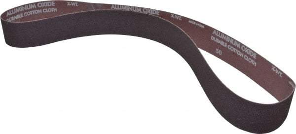 Norton - 2" Wide x 48" OAL, 50 Grit, Aluminum Oxide Abrasive Belt - Aluminum Oxide, Coarse, Coated, X Weighted Cloth Backing, Series R228 - Makers Industrial Supply