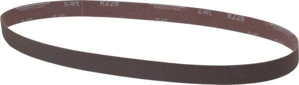 Norton - 1" Wide x 42" OAL, 240 Grit, Aluminum Oxide Abrasive Belt - Aluminum Oxide, Very Fine, Coated, X Weighted Cloth Backing, Series R228 - Makers Industrial Supply