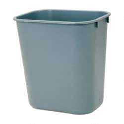 Rubbermaid - 14 Qt Gray Rectangle Trash Can - Polyethylene, 12-1/8" High x 11-3/8" Long x 8-1/4" Wide - Makers Industrial Supply