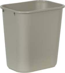 Rubbermaid - 28 Qt Beige Rectangle Trash Can - Polyethylene, 15" High x 14-3/8" Long x 10-1/4" Wide - Makers Industrial Supply