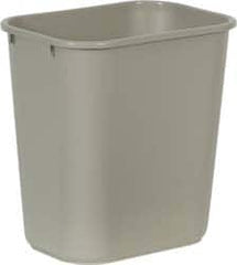 Rubbermaid - 28 Qt Beige Rectangle Trash Can - Polyethylene, 15" High x 14-3/8" Long x 10-1/4" Wide - Makers Industrial Supply