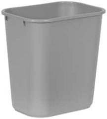 Rubbermaid - 28 Qt Gray Rectangle Trash Can - Polyethylene, 15" High x 14-3/8" Long x 10-1/4" Wide - Makers Industrial Supply