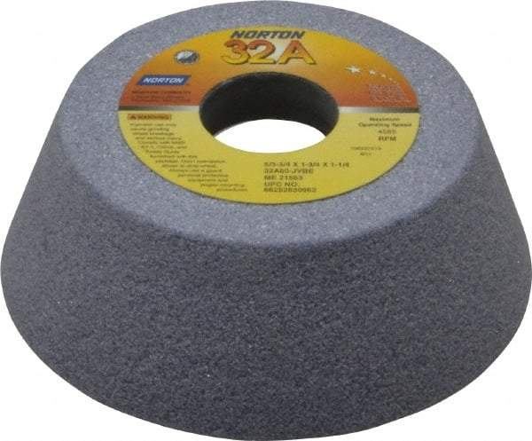 Norton - 6" Diam, 1-1/4" Hole Size, 2" Overall Thickness, 46 Grit, Type 11 Tool & Cutter Grinding Wheel - Coarse Grade, Aluminum Oxide, J Hardness, Vitrified Bond, 3,820 RPM - Makers Industrial Supply