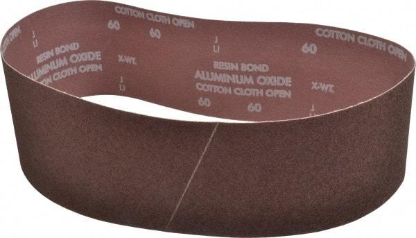 Norton - 4" Wide x 36" OAL, 60 Grit, Aluminum Oxide Abrasive Belt - Aluminum Oxide, Medium, Coated, X Weighted Cloth Backing, Series R228 - Makers Industrial Supply