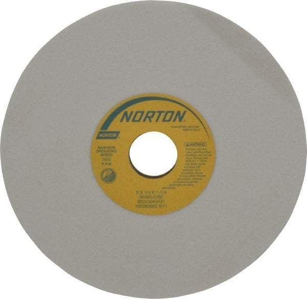 Norton - 8" Diam x 1-1/4" Hole x 1/4" Thick, I Hardness, 60 Grit Surface Grinding Wheel - Aluminum Oxide, Type 1, Medium Grade, 3,600 Max RPM, Vitrified Bond, No Recess - Makers Industrial Supply