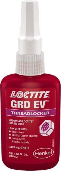 Loctite - 50 mL, Purple, Low Strength Liquid Threadlocker - Makers Industrial Supply