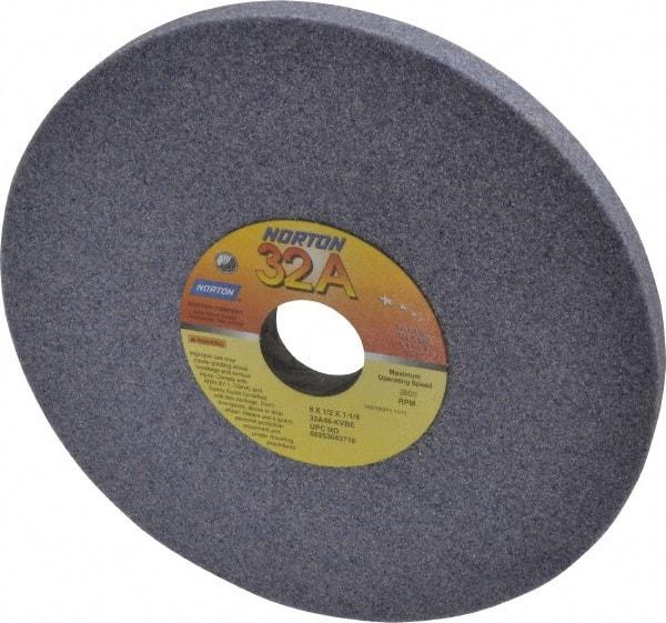 Norton - 8" Diam x 1-1/4" Hole x 1/2" Thick, K Hardness, 46 Grit Surface Grinding Wheel - Aluminum Oxide, Type 1, Coarse Grade, 3,600 Max RPM, Vitrified Bond, No Recess - Makers Industrial Supply