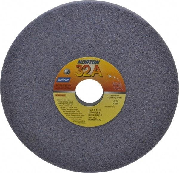 Norton - 8" Diam x 1-1/4" Hole x 1" Thick, I Hardness, 46 Grit Surface Grinding Wheel - Aluminum Oxide, Type 5, Coarse Grade, 3,105 Max RPM, Vitrified Bond, One-Side Recess - Makers Industrial Supply