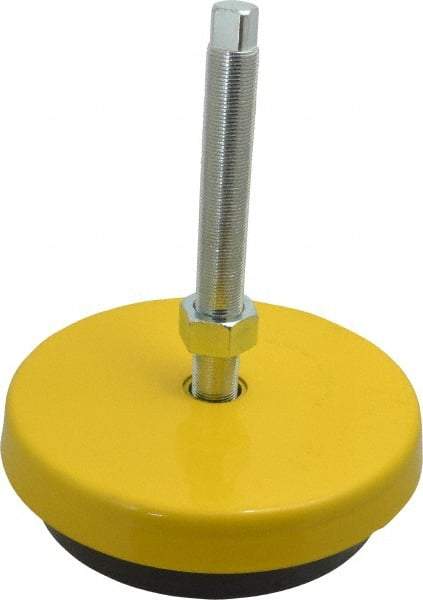 Tech Products - 13000 Lb Capacity, 1-14 Thread, Steel Stud, Studded Socket Mount Leveling Mount - 8" Stud Length, 9 Base Diam, Neoprene Pad, 1" Hex - Makers Industrial Supply