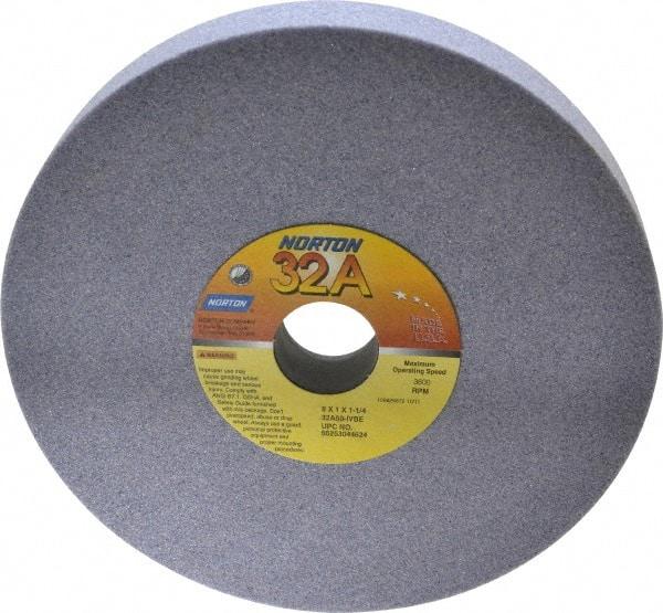 Norton - 8" Diam x 1-1/4" Hole x 1" Thick, I Hardness, 60 Grit Surface Grinding Wheel - Aluminum Oxide, Type 1, Medium Grade, 3,600 Max RPM, Vitrified Bond, No Recess - Makers Industrial Supply