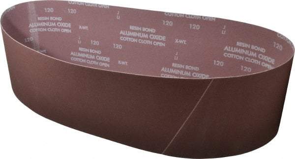 Norton - 6" Wide x 48" OAL, 120 Grit, Aluminum Oxide Abrasive Belt - Aluminum Oxide, Fine, Coated, X Weighted Cloth Backing, Series R228 - Makers Industrial Supply