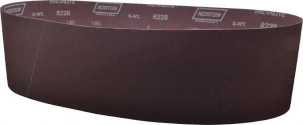 Norton - 6" Wide x 48" OAL, 180 Grit, Aluminum Oxide Abrasive Belt - Aluminum Oxide, Very Fine, Coated, X Weighted Cloth Backing, Series R228 - Makers Industrial Supply