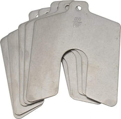 Made in USA - 5 Piece, 3 Inch Long x 3 Inch Wide x 0.05 Inch Thick, Slotted Shim Stock - Stainless Steel, 3/4 Inch Wide Slot - Makers Industrial Supply