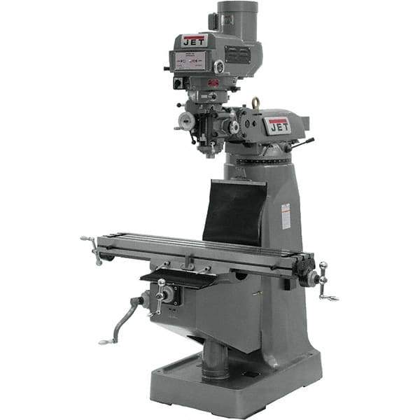 Jet - 9" Table Width x 49" Table Length, Variable Speed Pulley Control, 1 Phase Knee Milling Machine - R8 Spindle Taper, 2 hp - Makers Industrial Supply