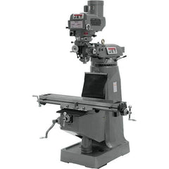 Jet - 9" Table Width x 49" Table Length, Variable Speed Pulley Control, 1 Phase Knee Milling Machine - R8 Spindle Taper, 2 hp - Makers Industrial Supply