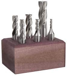 Cleveland - 1/8 to 1/2", 4 Flute End Mill Set - Uncoated, Cobalt, Centercutting - Makers Industrial Supply