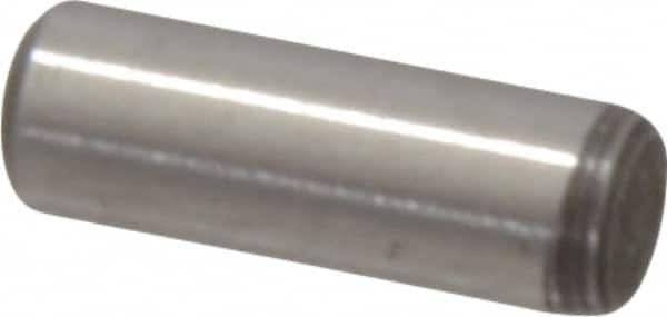 Value Collection - 1/8" Diam x 3/8" Pin Length Grade 8 Alloy Steel Standard Dowel Pin - C 50-58 Hardness, 3,200 Lb Breaking Strength, 1 Beveled & 1 Rounded End - Makers Industrial Supply