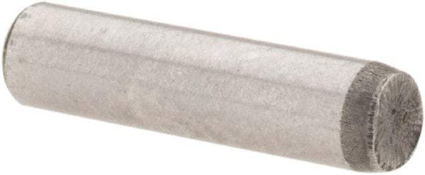 Value Collection - 1/8" Diam x 1/2" Pin Length Grade 8 Alloy Steel Standard Dowel Pin - C 50-58 Hardness, 3,200 Lb Breaking Strength, 1 Beveled & 1 Rounded End - Makers Industrial Supply