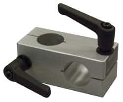 80/20 Inc. - 2 Inch Wide x 2 Inch High x 3 Inch Deep Quick Stanchion Cross Clamp - 1.004 Inch Hole x 0.257 Inch Bolt Hole Diameter - Makers Industrial Supply