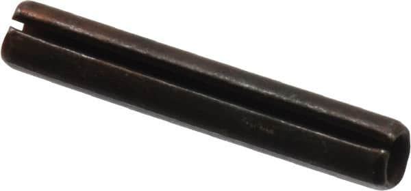 Made in USA - 3/16" Diam x 1-1/8" Long Slotted Spring Pin - Grade 1070-1090 Alloy Steel, Black Oxide Finish - Makers Industrial Supply