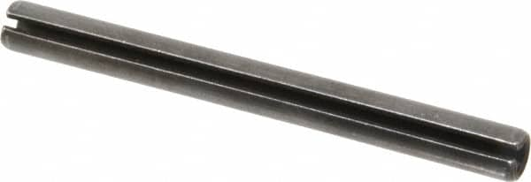 Made in USA - 3/8" Diam x 4" Long Slotted Spring Pin - Grade 1070-1090 Alloy Steel, Black Oxide Finish - Makers Industrial Supply