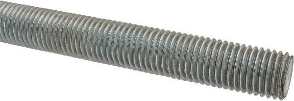 Made in USA - 7/8-9 UNC (Coarse), 3' Long, Low Carbon Steel Threaded Rod - Zinc-Plated Finish, Right Hand Thread - Makers Industrial Supply