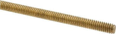 Made in USA - 1/4-20 UNC (Coarse), 3' Long, Brass Threaded Rod - Right Hand Thread - Makers Industrial Supply