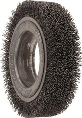 Osborn - 4-1/4" OD, 2" Arbor Hole, Crimped Steel Wheel Brush - 1" Face Width, 3/4" Trim Length, 0.014" Filament Diam, 6,000 RPM - Makers Industrial Supply