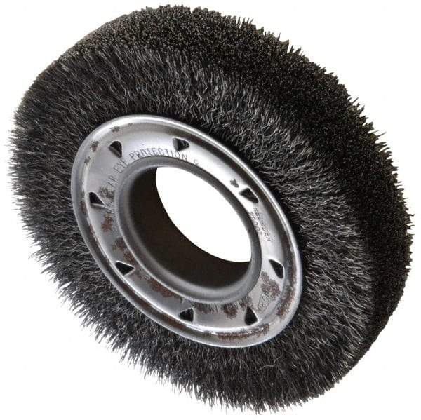 Osborn - 6" OD, 2" Arbor Hole, Crimped Steel Wheel Brush - 1-1/4" Face Width, 1" Trim Length, 0.0118" Filament Diam, 6,000 RPM - Makers Industrial Supply