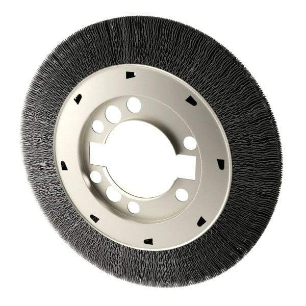 Osborn - 8" OD, 2" Arbor Hole, Crimped Steel Wheel Brush - 1-1/2" Face Width, 1-1/2" Trim Length, 0.008" Filament Diam, 4,500 RPM - Makers Industrial Supply