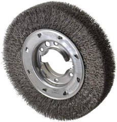 Osborn - 8" OD, 2" Arbor Hole, Crimped Steel Wheel Brush - 1-1/2" Face Width, 1-1/2" Trim Length, 0.0118" Filament Diam, 4,500 RPM - Makers Industrial Supply