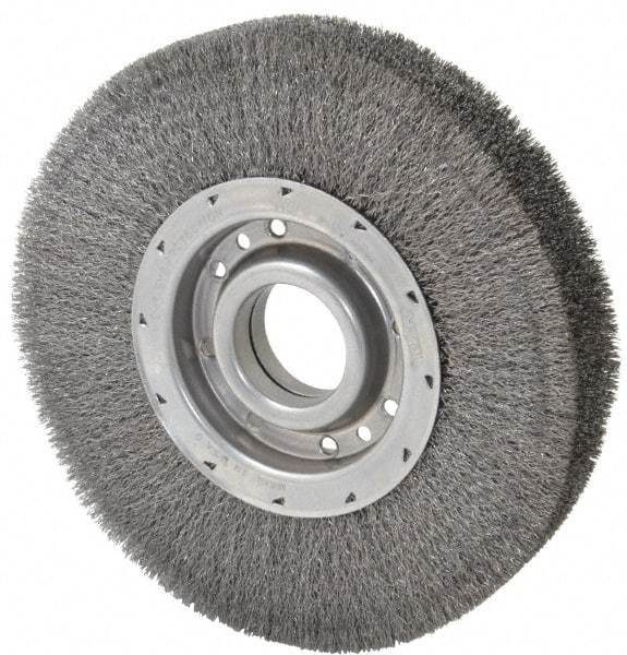 Osborn - 10" OD, 2" Arbor Hole, Crimped Steel Wheel Brush - 2" Face Width, 2-1/8" Trim Length, 0.01" Filament Diam, 3,600 RPM - Makers Industrial Supply