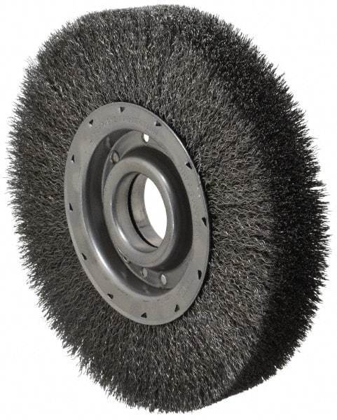 Osborn - 10" OD, 2" Arbor Hole, Crimped Steel Wheel Brush - 2" Face Width, 2-1/8" Trim Length, 0.014" Filament Diam, 3,600 RPM - Makers Industrial Supply