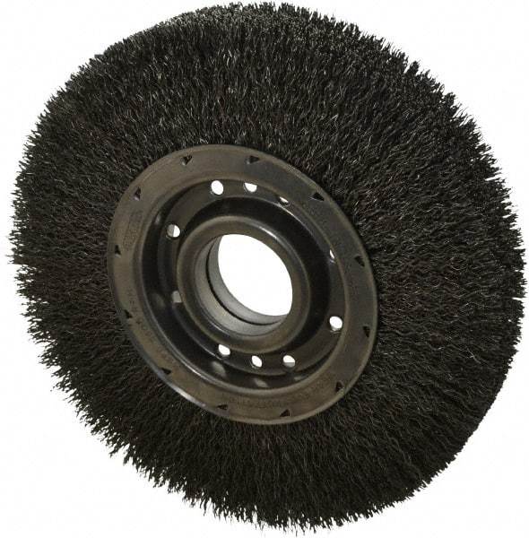 Osborn - 10" OD, 2" Arbor Hole, Crimped Steel Wheel Brush - 2" Face Width, 2-1/8" Trim Length, 0.02" Filament Diam, 3,600 RPM - Makers Industrial Supply